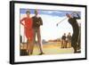 Golfing on the Beach-null-Framed Art Print