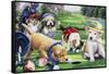 Golfing Puppies-Jenny Newland-Framed Stretched Canvas