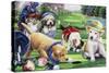 Golfing Puppies-Jenny Newland-Stretched Canvas