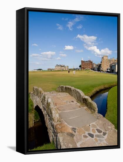 Golfing the Swilcan Bridge on the 18th Hole, St Andrews Golf Course, Scotland-Bill Bachmann-Framed Stretched Canvas