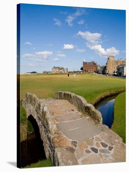 Golfing the Swilcan Bridge on the 18th Hole, St Andrews Golf Course, Scotland-Bill Bachmann-Stretched Canvas
