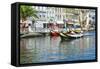 Gondol-Like Moliceiros Boats Navigating on the Central Channel, Aveiro, Beira, Portugal, Europe-G and M Therin-Weise-Framed Stretched Canvas