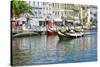 Gondol-Like Moliceiros Boats Navigating on the Central Channel, Aveiro, Beira, Portugal, Europe-G and M Therin-Weise-Stretched Canvas