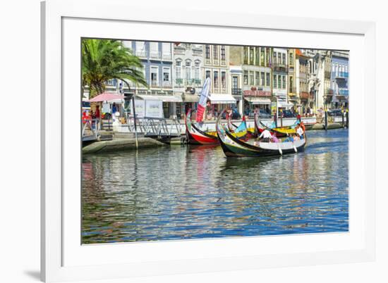 Gondol-Like Moliceiros Boats Navigating on the Central Channel, Aveiro, Beira, Portugal, Europe-G and M Therin-Weise-Framed Photographic Print