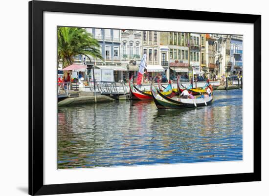 Gondol-Like Moliceiros Boats Navigating on the Central Channel, Aveiro, Beira, Portugal, Europe-G and M Therin-Weise-Framed Photographic Print