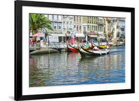 Gondol-Like Moliceiros Boats Navigating on the Central Channel, Aveiro, Beira, Portugal, Europe-G and M Therin-Weise-Framed Photographic Print