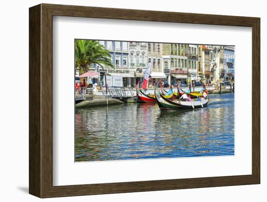 Gondol-Like Moliceiros Boats Navigating on the Central Channel, Aveiro, Beira, Portugal, Europe-G and M Therin-Weise-Framed Photographic Print