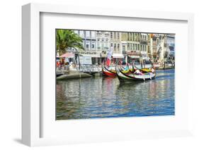 Gondol-Like Moliceiros Boats Navigating on the Central Channel, Aveiro, Beira, Portugal, Europe-G and M Therin-Weise-Framed Photographic Print