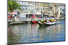 Gondol-Like Moliceiros Boats Navigating on the Central Channel, Aveiro, Beira, Portugal, Europe-G and M Therin-Weise-Mounted Photographic Print