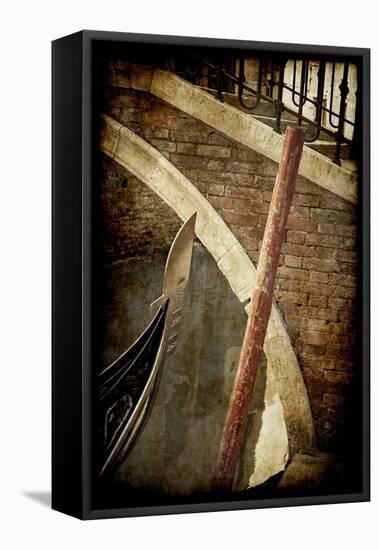 Gondola and Bridge, Venice, Italy-Jon Arnold-Framed Stretched Canvas