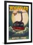 Gondola and Full Moon - Whistler, Canada-Lantern Press-Framed Art Print