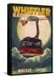 Gondola and Full Moon - Whistler, Canada-Lantern Press-Framed Stretched Canvas