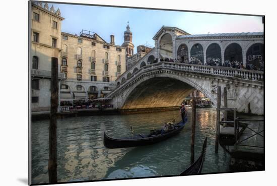 Gondola and Rialto Bridge Evening Light, Venice, Italy-Darrell Gulin-Mounted Photographic Print