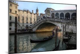 Gondola and Rialto Bridge Evening Light, Venice, Italy-Darrell Gulin-Mounted Photographic Print
