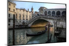 Gondola and Rialto Bridge Evening Light, Venice, Italy-Darrell Gulin-Mounted Photographic Print