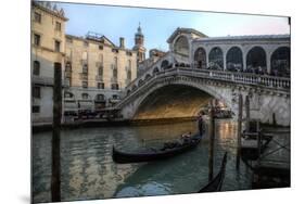 Gondola and Rialto Bridge Evening Light, Venice, Italy-Darrell Gulin-Mounted Premium Photographic Print