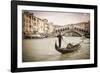 Gondola at the Rialto Bridge on the Grand Canal, Venice, Veneto, Italy-Russ Bishop-Framed Photographic Print