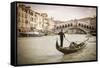 Gondola at the Rialto Bridge on the Grand Canal, Venice, Veneto, Italy-Russ Bishop-Framed Stretched Canvas