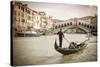 Gondola at the Rialto Bridge on the Grand Canal, Venice, Veneto, Italy-Russ Bishop-Stretched Canvas