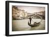 Gondola at the Rialto Bridge on the Grand Canal, Venice, Veneto, Italy-Russ Bishop-Framed Photographic Print