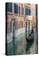 Gondola Boat Passing Through a Narrow Canal, Venice, Veneto, Italy-Stefano Politi Markovina-Stretched Canvas