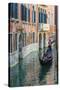Gondola Boat Passing Through a Narrow Canal, Venice, Veneto, Italy-Stefano Politi Markovina-Stretched Canvas