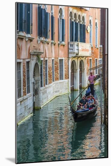 Gondola Boat Passing Through a Narrow Canal, Venice, Veneto, Italy-Stefano Politi Markovina-Mounted Photographic Print