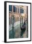 Gondola Boat Passing Through a Narrow Canal, Venice, Veneto, Italy-Stefano Politi Markovina-Framed Photographic Print