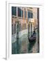 Gondola Boat Passing Through a Narrow Canal, Venice, Veneto, Italy-Stefano Politi Markovina-Framed Photographic Print