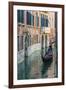 Gondola Boat Passing Through a Narrow Canal, Venice, Veneto, Italy-Stefano Politi Markovina-Framed Photographic Print