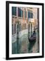 Gondola Boat Passing Through a Narrow Canal, Venice, Veneto, Italy-Stefano Politi Markovina-Framed Photographic Print