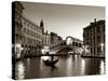 Gondola by the Rialto Bridge, Grand Canal, Venice, Italy-Alan Copson-Stretched Canvas