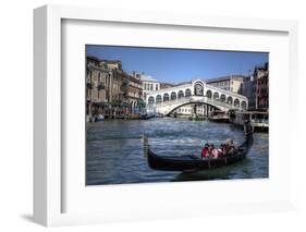 Gondola Grand Canal with Rialto Bridge in Background, Venice, Italy-Darrell Gulin-Framed Photographic Print