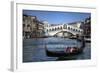 Gondola Grand Canal with Rialto Bridge in Background, Venice, Italy-Darrell Gulin-Framed Photographic Print