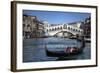 Gondola Grand Canal with Rialto Bridge in Background, Venice, Italy-Darrell Gulin-Framed Photographic Print