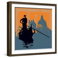 Gondola Grunge Background-Petrafler-Framed Art Print