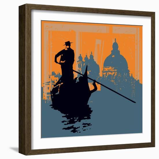 Gondola Grunge Background-Petrafler-Framed Art Print