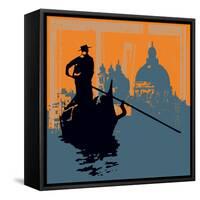 Gondola Grunge Background-Petrafler-Framed Stretched Canvas