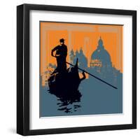 Gondola Grunge Background-Petrafler-Framed Art Print