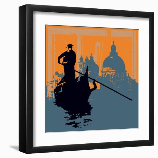 Gondola Grunge Background-Petrafler-Framed Art Print