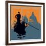 Gondola Grunge Background-Petrafler-Framed Art Print