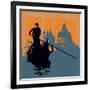 Gondola Grunge Background-Petrafler-Framed Art Print