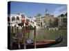 Gondola in Front of the Rialto Bridge on the Grand Canal in Venice, Veneto, Italy-Harding Robert-Stretched Canvas