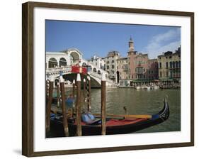 Gondola in Front of the Rialto Bridge on the Grand Canal in Venice, Veneto, Italy-Harding Robert-Framed Photographic Print