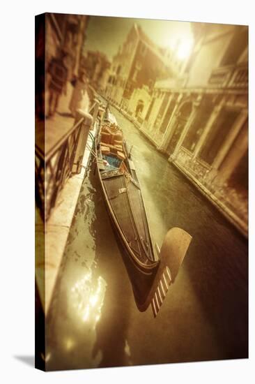 Gondola in Venetian Canal at Sunset, Venice, Italy-null-Stretched Canvas