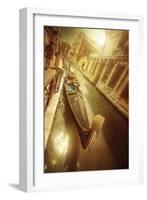 Gondola in Venetian Canal at Sunset, Venice, Italy-null-Framed Photographic Print