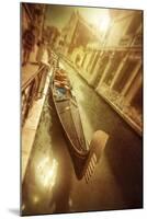 Gondola in Venetian Canal at Sunset, Venice, Italy-null-Mounted Photographic Print