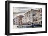 Gondola, La Volta, Grand Canal, elaborate Gothic palazzi at sunset in winter, Venice, UNESCO World-Eleanor Scriven-Framed Photographic Print