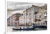 Gondola, La Volta, Grand Canal, elaborate Gothic palazzi at sunset in winter, Venice, UNESCO World-Eleanor Scriven-Framed Photographic Print