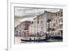 Gondola, La Volta, Grand Canal, elaborate Gothic palazzi at sunset in winter, Venice, UNESCO World-Eleanor Scriven-Framed Photographic Print